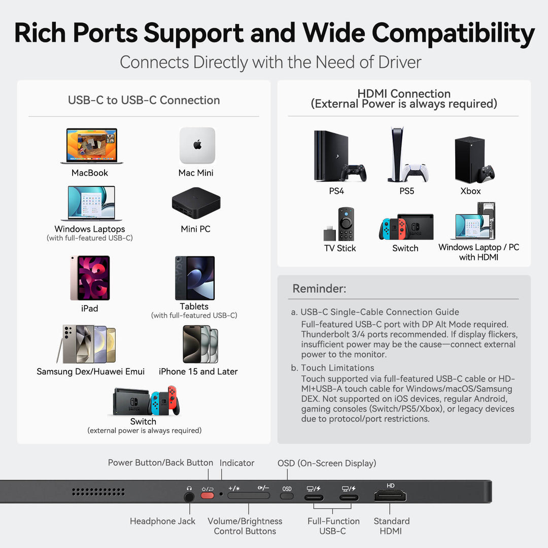 17.3'' 4K UHD Touchscreen Portable Monitor – IPS, 100% DCI-P3, Built-in Stand, Portrait & Landscape Modes,4096 Pressure - U17ZT