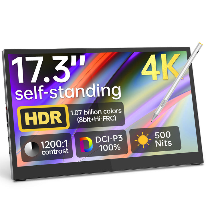 17.3'' 4K UHD Touchscreen Portable Monitor – IPS, 100% DCI-P3, Built-in Stand - U17ZT