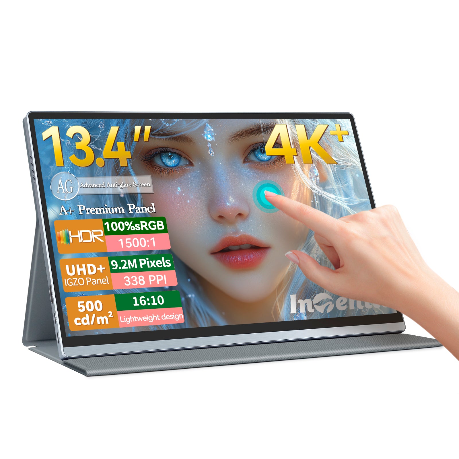 Intehill 4K Portable Monitor for Laptop and mini PC, 13.4 inch U13NA
