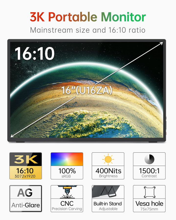 Tragbarer 16-Zoll-3K-Monitor mit Anti-Glare-Panel [U16ZA]