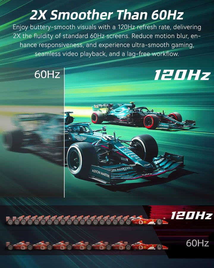 16‘’ 120Hz Portable Monitor with Anti-glare Tempered Glass Cover Built-in Stand - Intehill F16ZB/F16ZT
