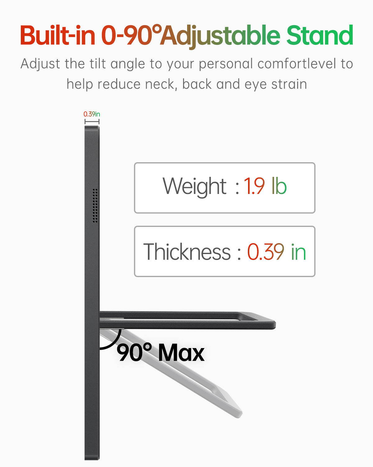 16'' 120Hz Portable Monitor with Anti-glare Tempered Glass Cover