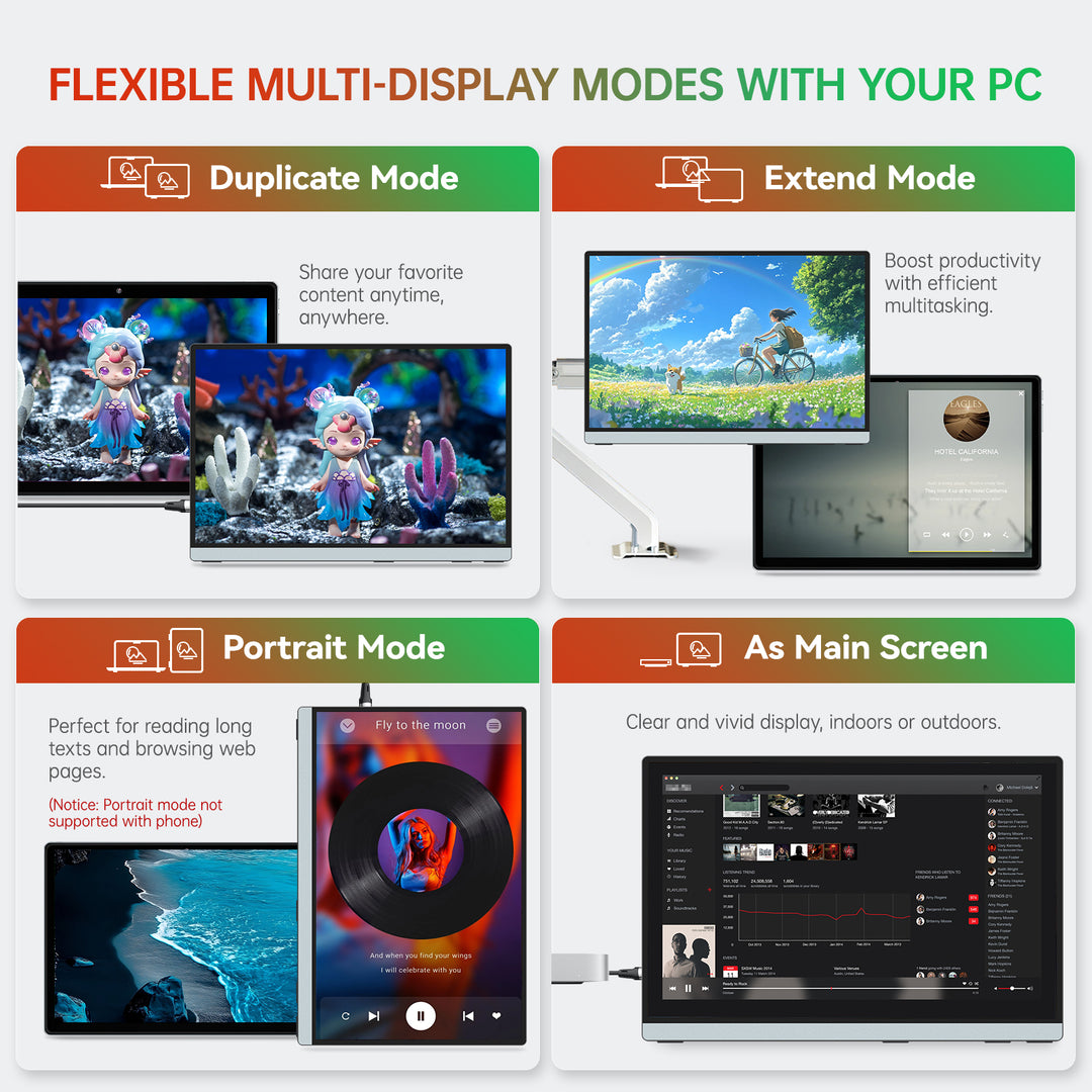 14" Portable Monitor 2.5K, 2560x1600 Portable Screen for Laptop, 16:10 Travel Monitor with Tempered Glass, 100% sRGB HDMI Portable Display, Mobile External Display with Stand & Speaker, Q14ZA