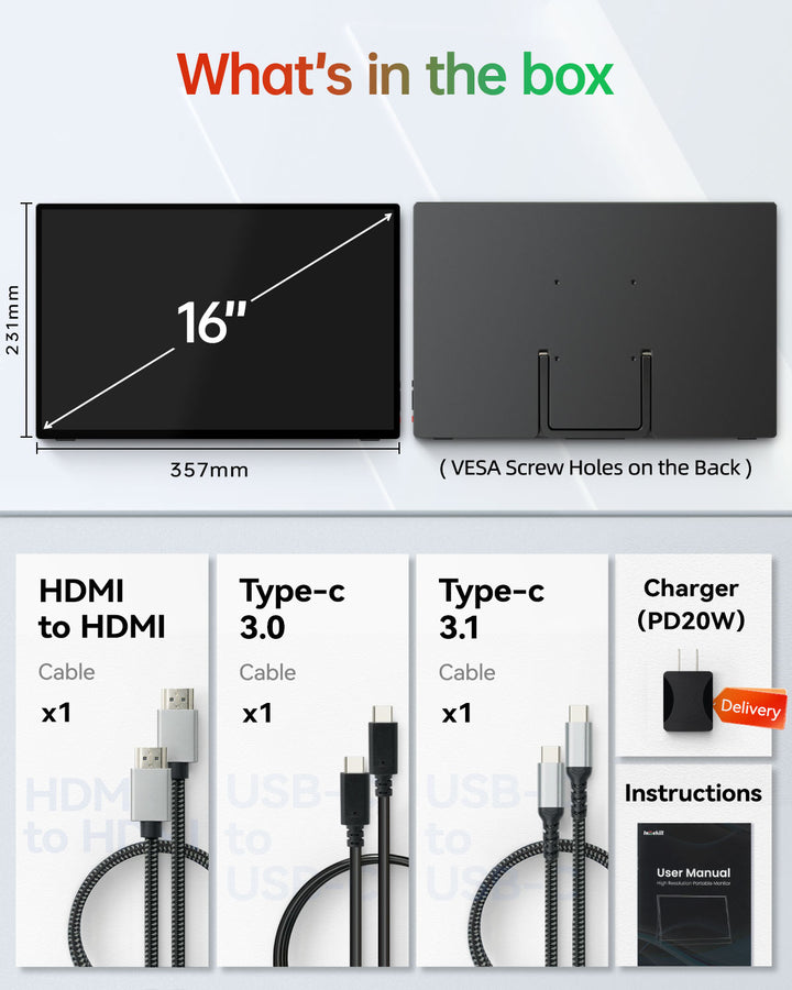 Tragbarer 16-Zoll-3K-Monitor mit Anti-Glare-Panel [U16ZA]