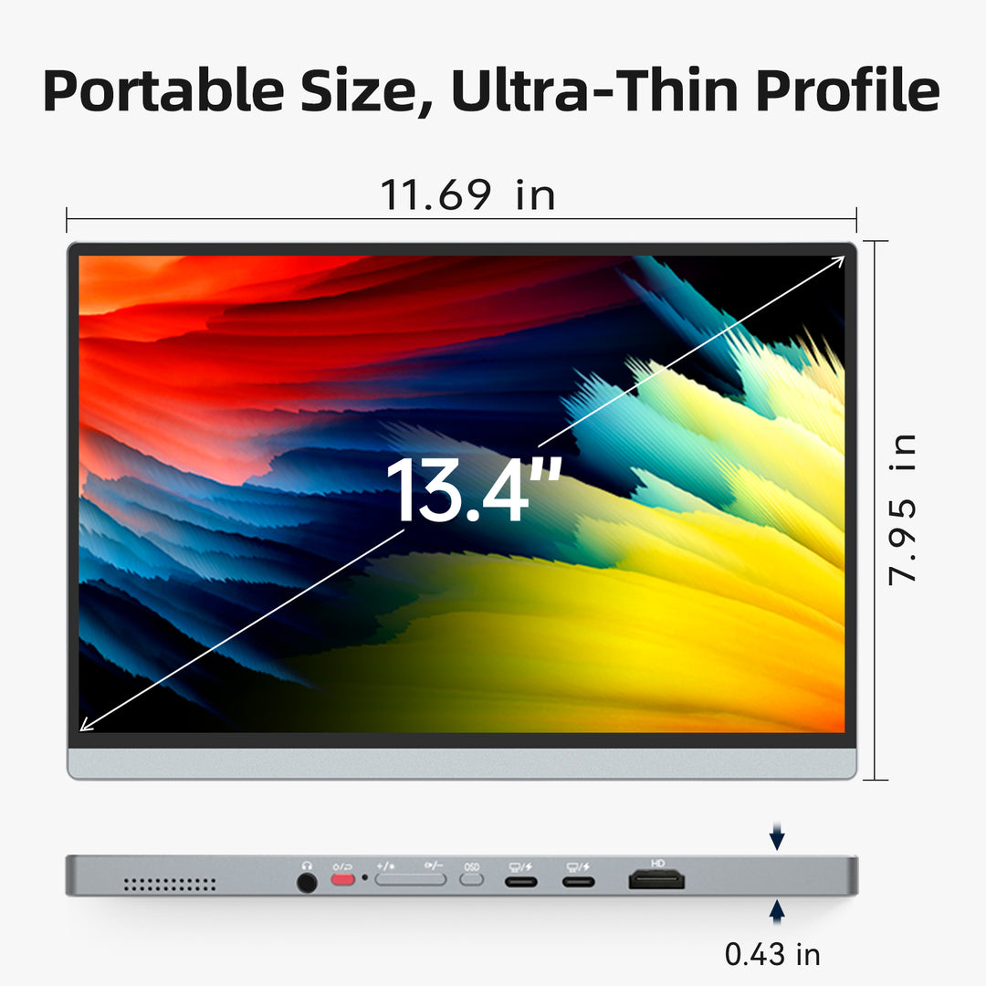 13.4" 4K Portable Monitor, IGZO 3840x2400, 16:10, Built-in Kickstand – U13ZC