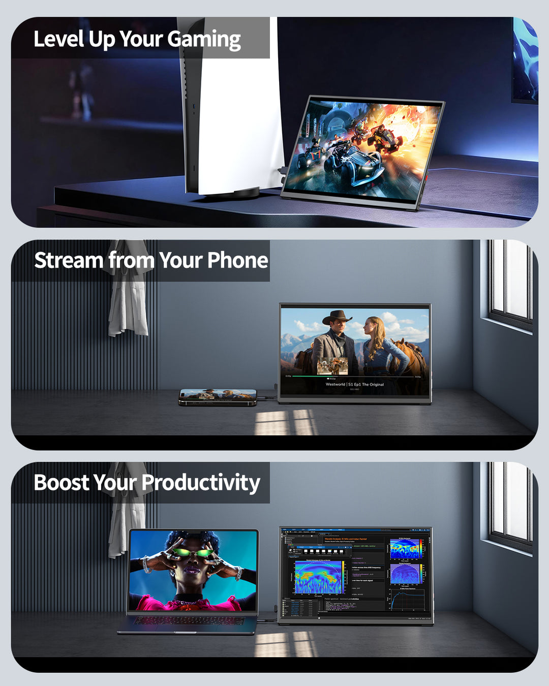 Q14ZB portable monitor for gaming phone streaming and productivity