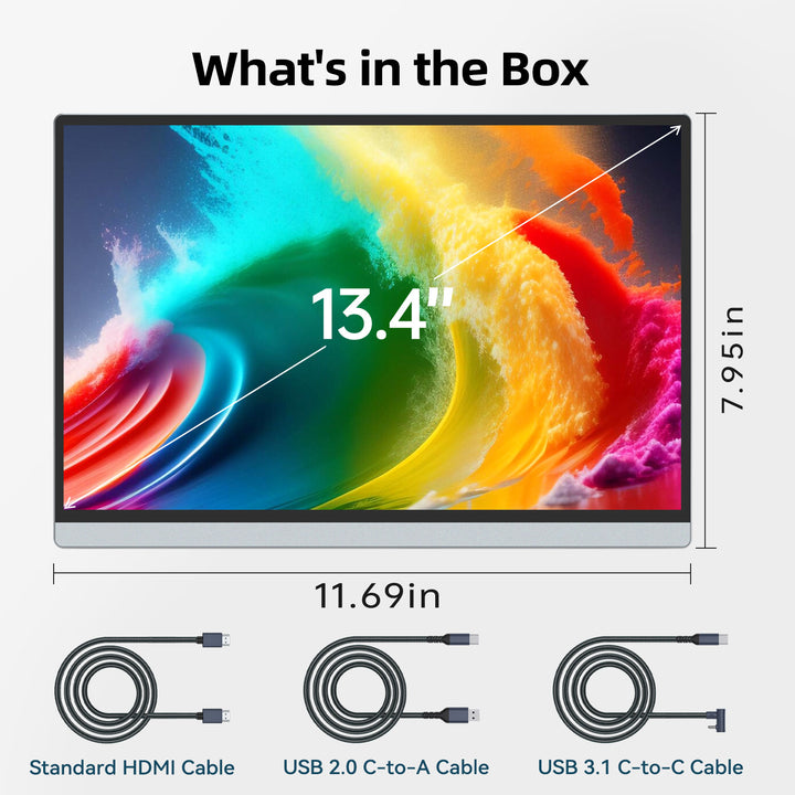 13.4" 4K Portable Monitor, IGZO 3840x2400, 16:10, Built-in Kickstand – U13ZC