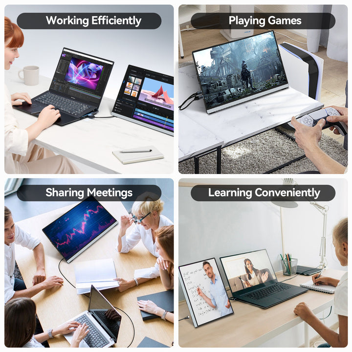 14" Portable Monitor 2.5K, 2560x1600 Portable Screen for Laptop, 16:10 Travel Monitor with Tempered Glass, 100% sRGB HDMI Portable Display, Mobile External Display with Stand & Speaker, Q14ZA