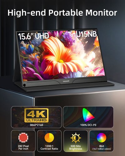 Black 15.6" 4K Portable Gaming Monitor [U15NB]