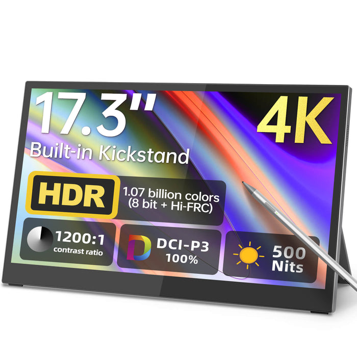 17.3'' 4K UHD Touchscreen Portable Monitor – IPS, 100% DCI-P3, Built-in Stand - U17ZT