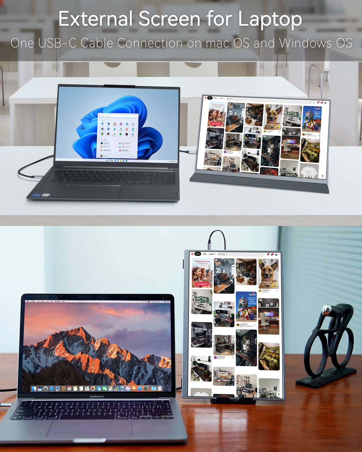 Intehill 4K Portable Monitor for Laptop and mini PC, 13.4 inch U13NA