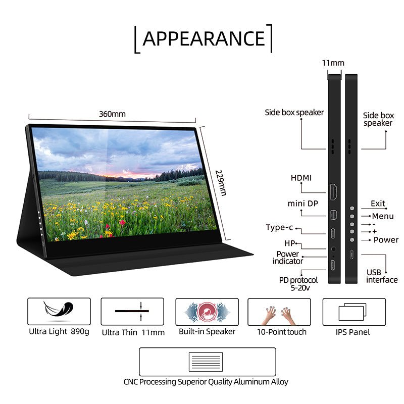 15.6 inch 4k hdmi display